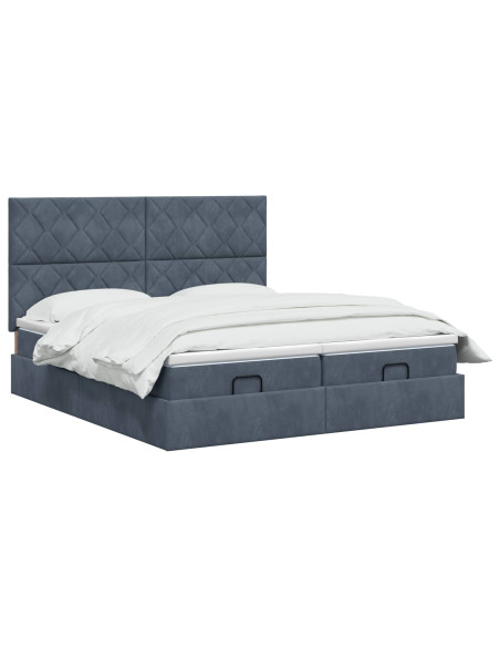 Letto Ottomano con Materasso e LED Grigio Scuro 160 x 200 cm