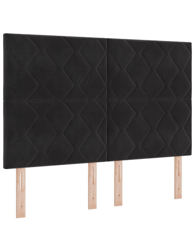 Letto Ottomano con Materasso e LED Nero 160 x 200 cm Velluto