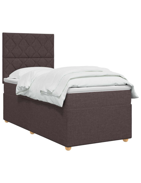 Letto box spring con materasso Marrone Scuro 90 x 190 cm