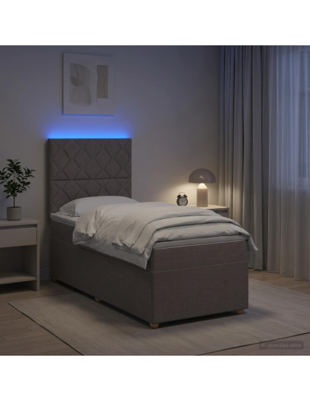 Letto box spring con materasso Tortora 90 x 190 cm Tessuto