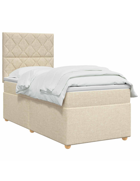 Letto box spring con materasso Crema 90 x 190 cm Tessuto