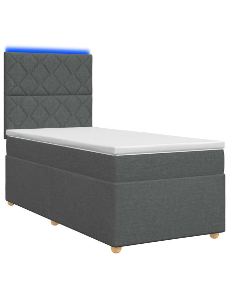 Letto box spring con materasso Grigio Scuro 90 x 200 cm Tessuto