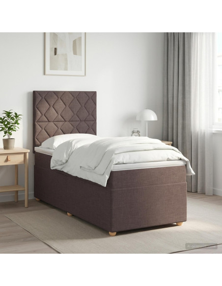 Letto box spring con materasso Marrone Scuro 90 x 200 cm