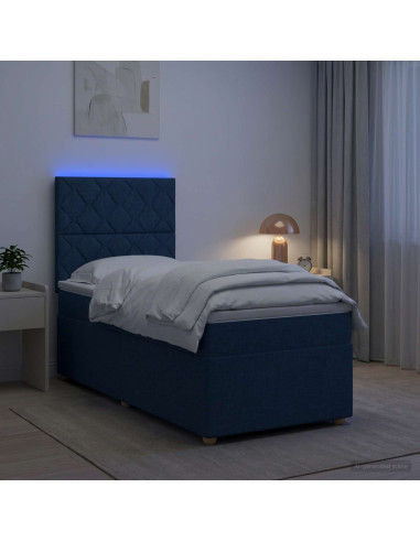Letto box spring con materasso Blu 90 x 200 cm Tessuto