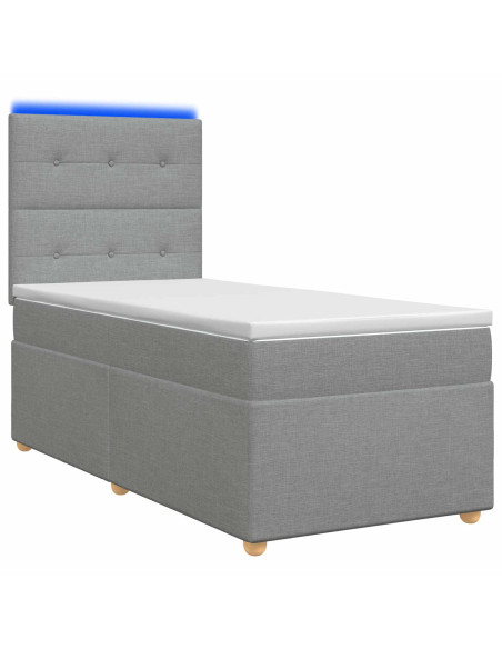 Letto box spring con materasso Grigio Chiaro 100 x 200 cm