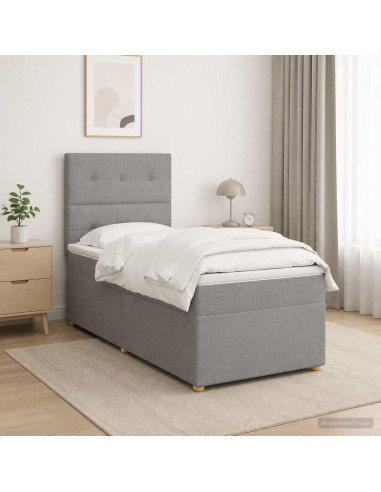Letto box spring con materasso Grigio Chiaro 100 x 200 cm