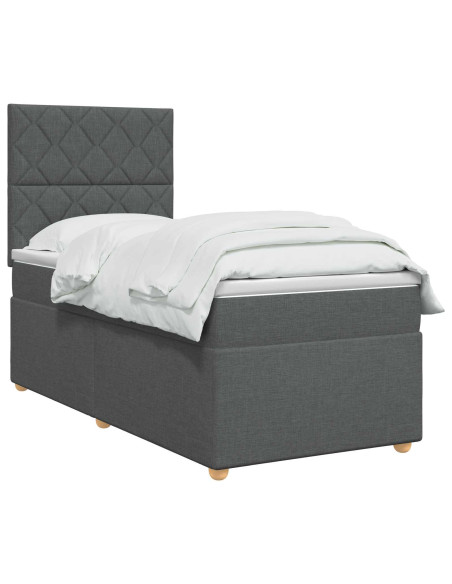 Letto box spring con materasso Grigio Scuro 100 x 200 cm