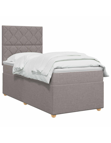 Letto box spring con materasso Tortora 100 x 200 cm Tessuto