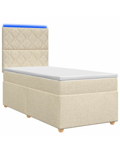 Letto box spring con materasso Crema 100 x 200 cm Tessuto 2