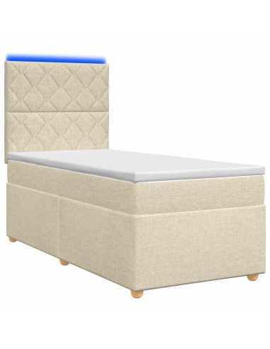 Letto box spring con materasso Crema 100 x 200 cm Tessuto