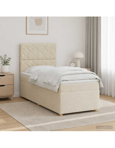 Letto box spring con materasso Crema 100 x 200 cm Tessuto