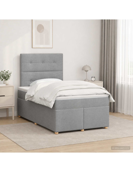 Letto box spring con materasso Grigio Chiaro 120 x 190 cm