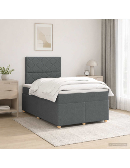 Letto box spring con materasso Grigio Scuro 120 x 190 cm
