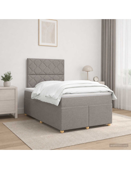 Letto box spring con materasso Tortora 120 x 190 cm Tessuto
