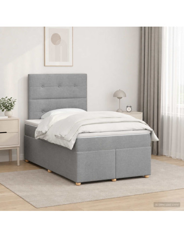 Letto box spring con materasso Grigio Chiaro 120 x 200 cm