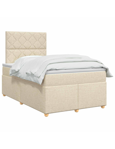 Letto box spring con materasso Crema 120 x 200 cm Tessuto