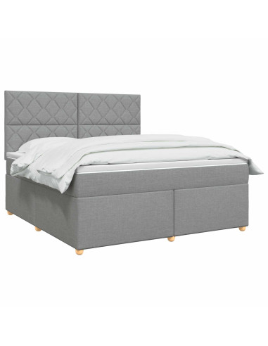Letto box spring con materasso Grigio Chiaro 140 x 200 cm