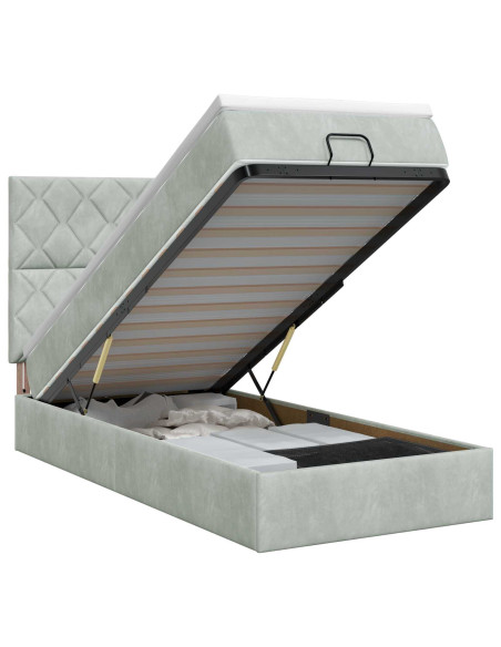 Letto ottomano con materasso Grigio Chiaro 80 x 200 cm Velluto