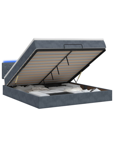 Letto Ottomano con Materasso e LED Grigio Scuro 140 x 190 cm