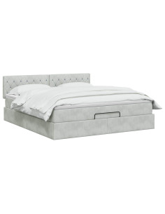 Letto Ottomano con Materasso e LED Grigio Chiaro 140 x 200 cm 2