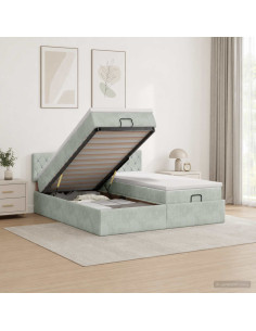 Letto ottomano con materasso 2 pcs Grigio Chiaro Velluto