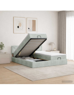 Letto ottomano con materasso 2 pz Grigio Chiaro Velluto