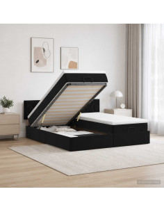 Letto ottomano con materasso con testiera 2 pz Nero Velluto