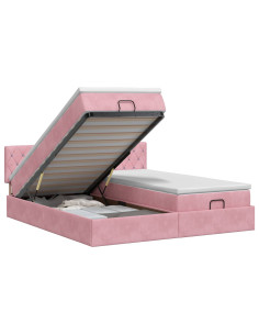 Letto ottomano con materasso con testiera 2 pcs Rosa Velluto 2