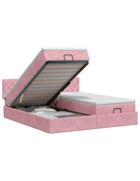 Letto ottomano con materasso con testiera 2 pcs Rosa Velluto