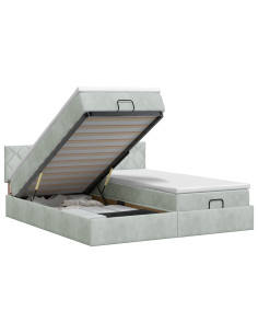 Letto ottomano con materasso 2 pz Grigio Chiaro Velluto 2