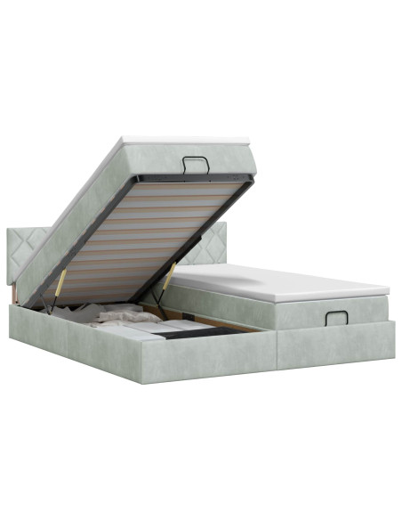Letto ottomano con materasso 2 pz Grigio Chiaro Velluto