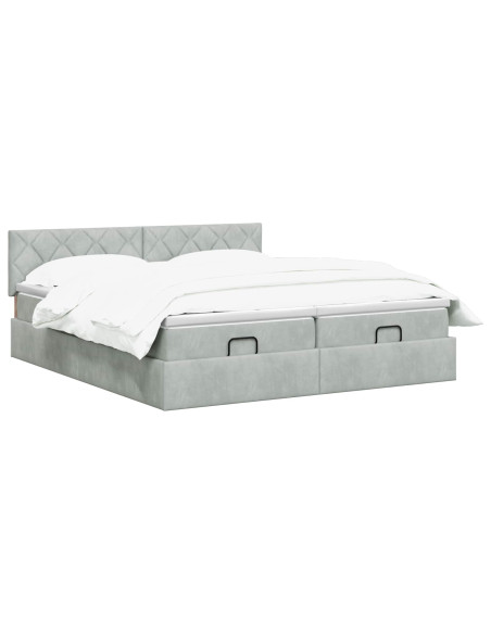 Letto ottomano con materasso 2 pz Grigio Chiaro Velluto