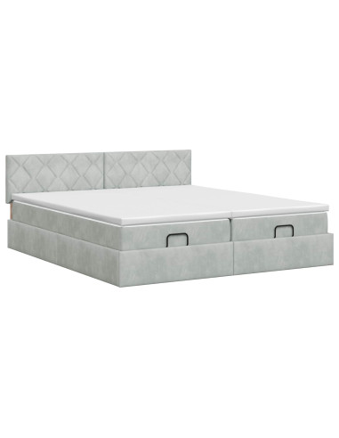 Letto ottomano con materasso 2 pz Grigio Chiaro Velluto