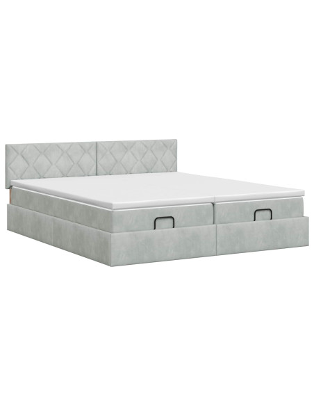 Letto ottomano con materasso 2 pz Grigio Chiaro Velluto