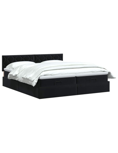 Letto ottomano con materasso con testiera 2 pz Nero Velluto