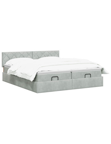 Letto ottomano con materasso 2 pz Grigio Chiaro Velluto