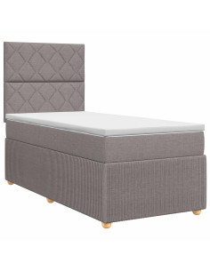 Letto box spring con materasso Tortora 100 x 200 cm Tessuto 2