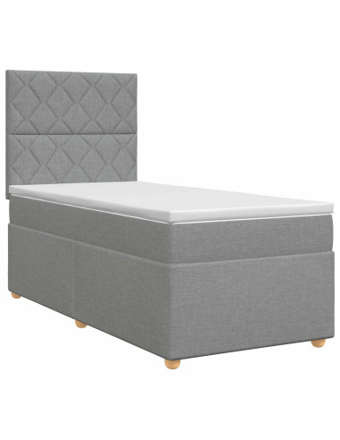 Letto box spring con materasso Grigio Chiaro Singolo Tessuto