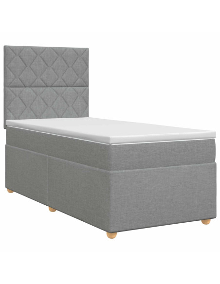 Letto box spring con materasso Grigio Chiaro Singolo Tessuto