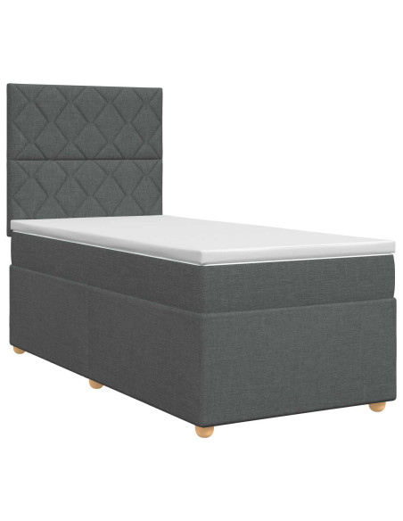 Letto box spring con materasso Grigio Scuro Singolo Tessuto