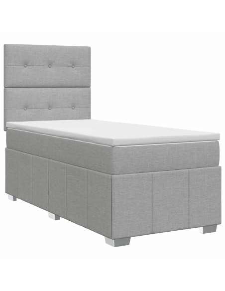 Letto box spring con materasso Grigio Chiaro 100 x 200 cm