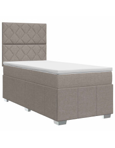 Letto box spring con materasso Tortora 100 x 200 cm Tessuto 2