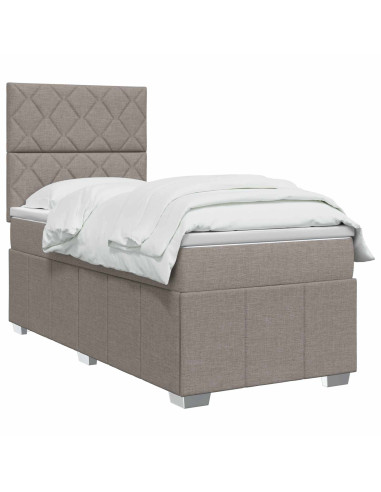 Letto box spring con materasso Tortora 100 x 200 cm Tessuto