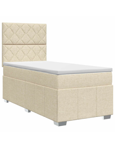 Letto box spring con materasso Crema 100 x 200 cm Tessuto