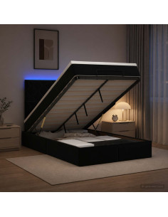 Letto Ottomano con Materasso e LED Nero 120 x 190 cm Velluto