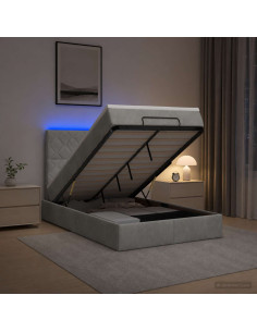 Letto Ottomano con Materasso e LED Grigio Chiaro 120 x 200 cm