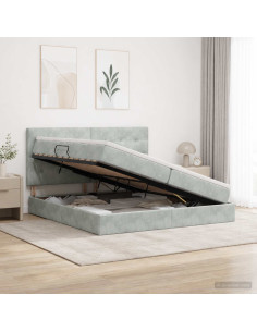 Letto Ottomano con Materasso e LED Grigio Chiaro 200 x 200 cm