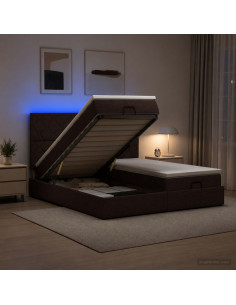 Letto Ottomano con Materasso e LED Marrone Scuro 180 x 200 cm
