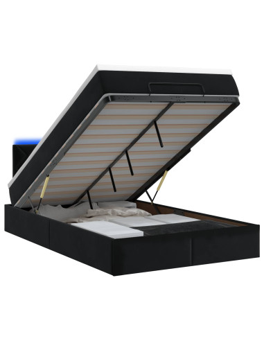 Letto Ottomano con Materasso e LED Nero 120 x 190 cm Velluto