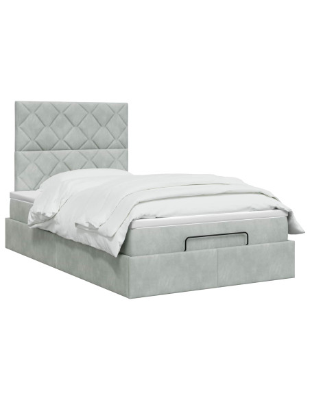 Letto Ottomano con Materasso e LED Grigio Chiaro 120 x 200 cm